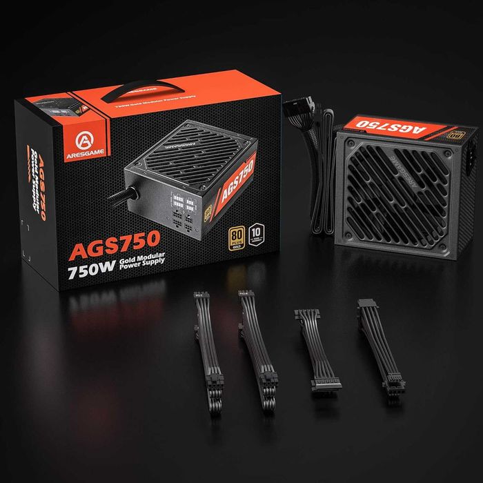 Zasilacz 750 W 80+ Gold półmodułowy zasilacz (ARESGAME AGS750)