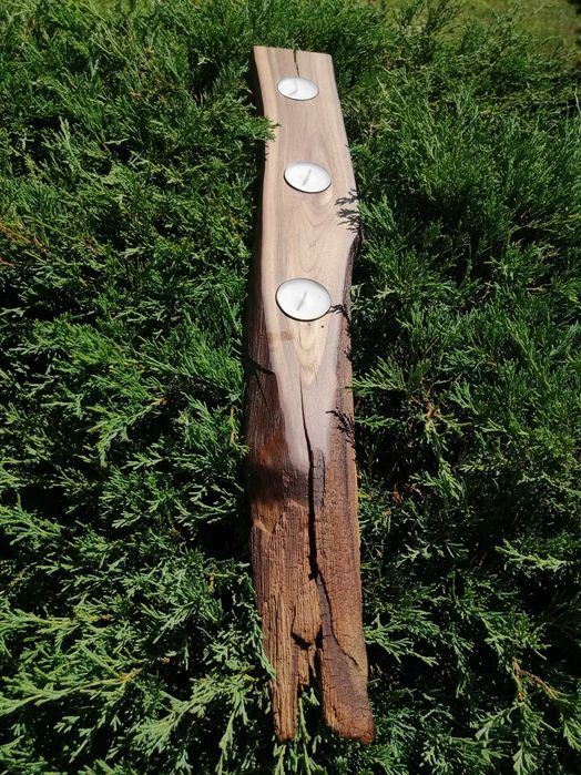 Świecznik orzech włoski handmade