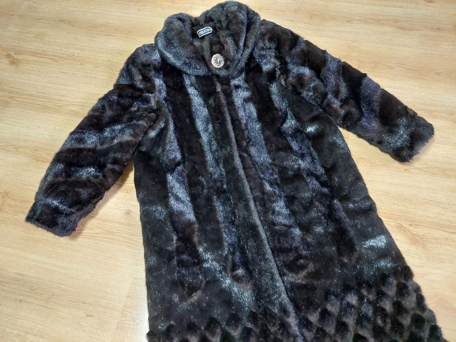rozm. XXL futro długie sztuczne kożuch płaszcz święta