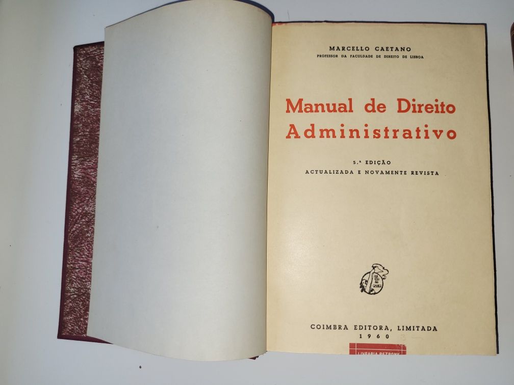 Manuais de Direito Administrativo, do professor Marcelo Caetano (1960)