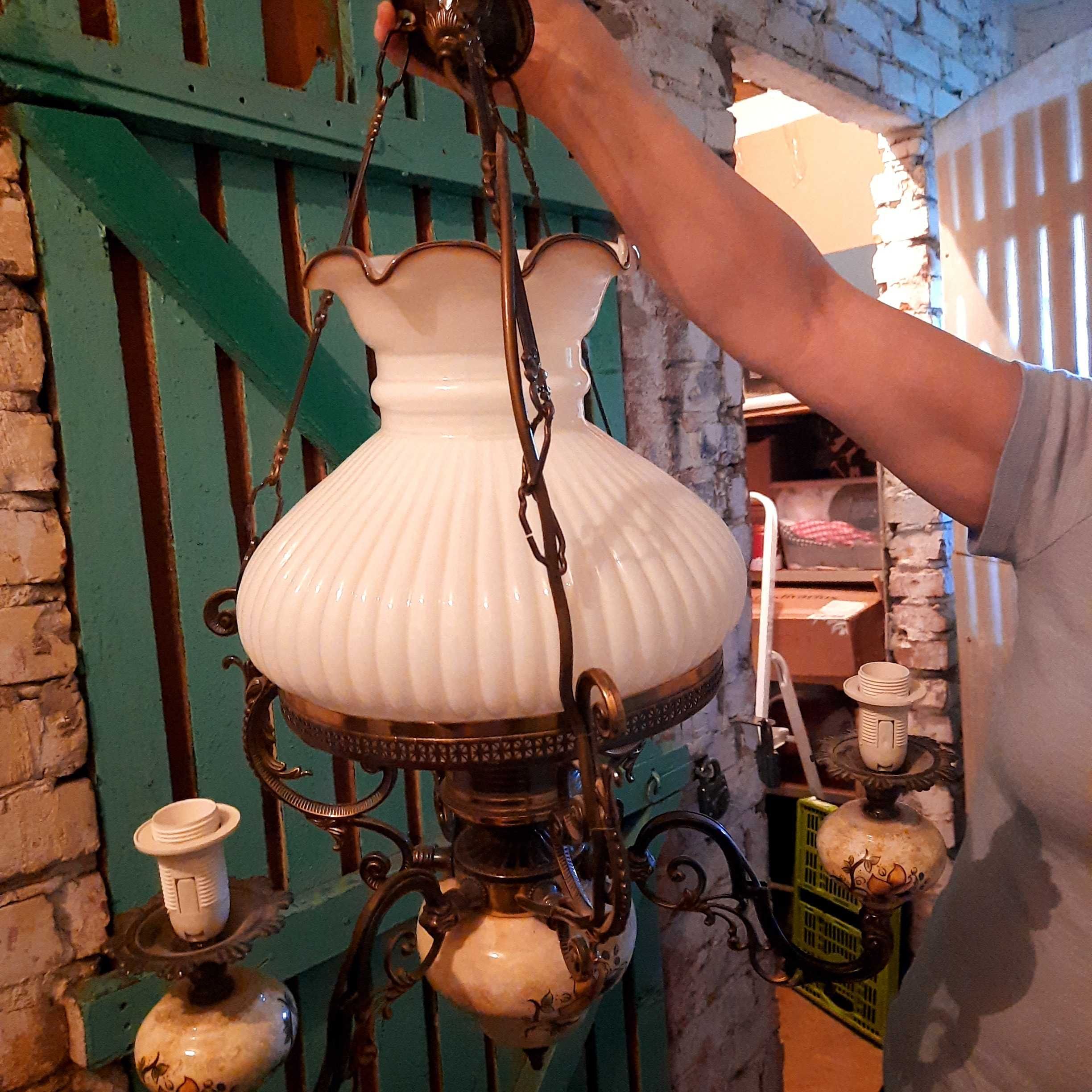 Lampa mosiądz łączony z ceramiką