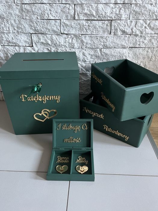 Skrzynka na koperty ślubne pudełko na obrączki koszyczki ratunkowe