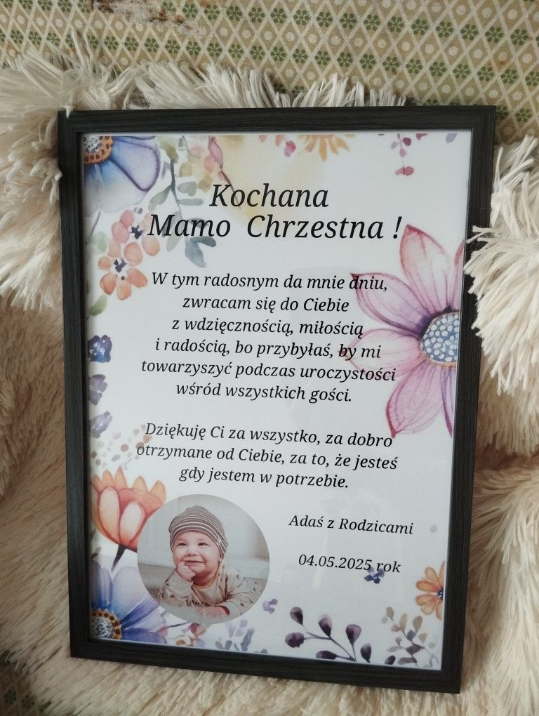 Podziękowanie dla Rodziców Chrzestnych Chrzest