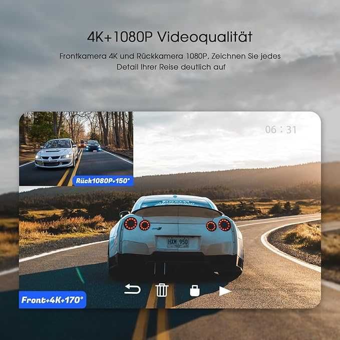 Kamera samochodowa z przodu i z tyłu 4K / 1080P WiFi Dash Cam