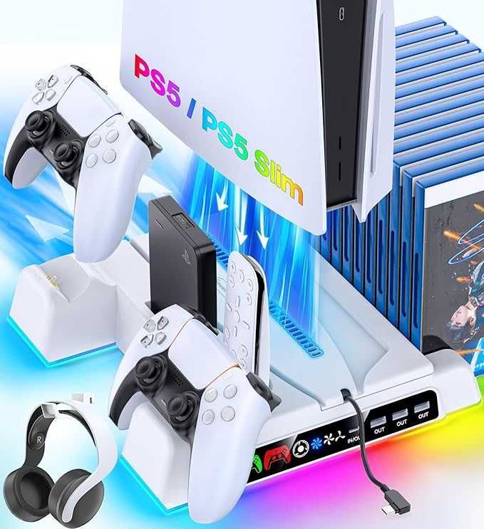 OIVO Stojak na PS5 stacja ładująca do konsoli z wentylacją