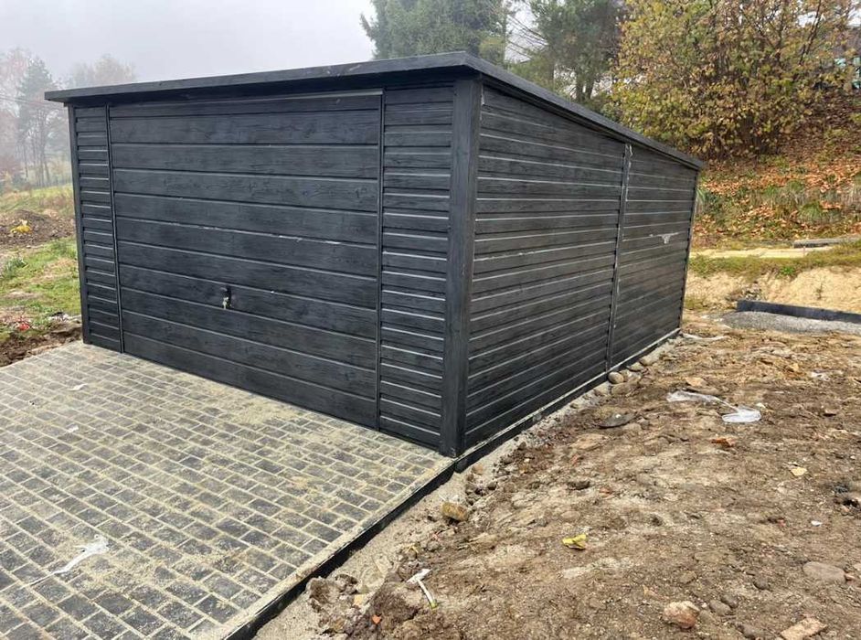 Garaż blaszany 4x5, magazyn blaszany, garaż grafit drewnopodobny