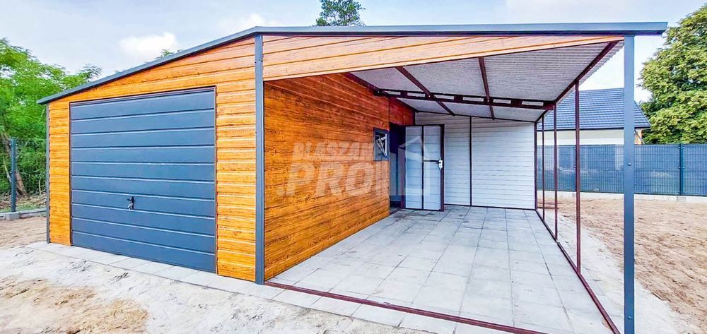 Garaż Blaszany 4x6m Wiata 4x6m Brama Uchylna Okno  Dwuspadowy GP431