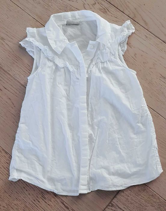 Koszula NEXT 10 lat 140 dla dziewczynki bawełna dłuższa biała