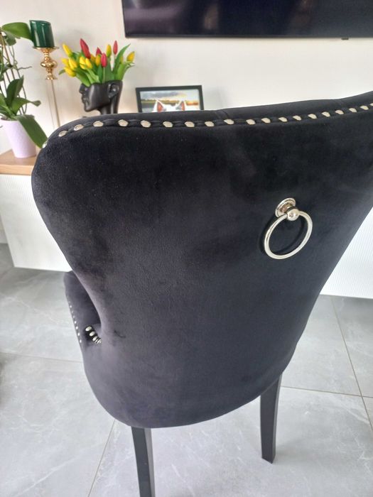 Krzesła Glamour czarne welurowe