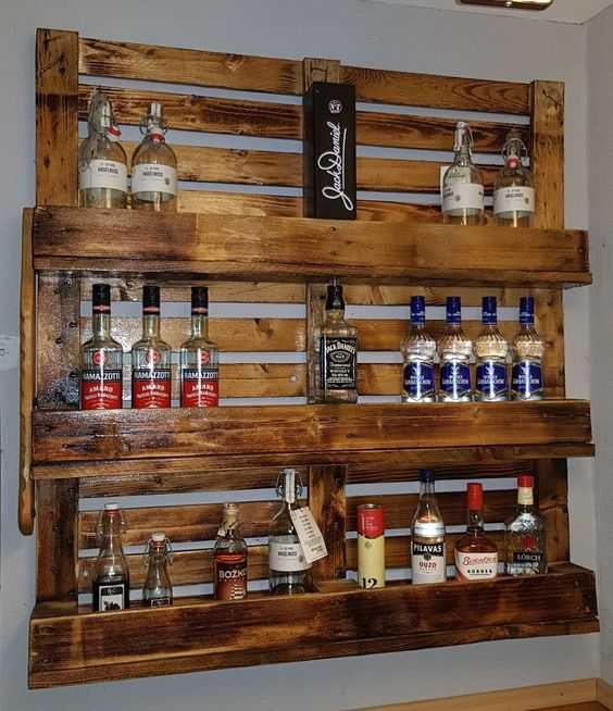 Винный стелаж, деревянный, Wine Rack, стиль лофт