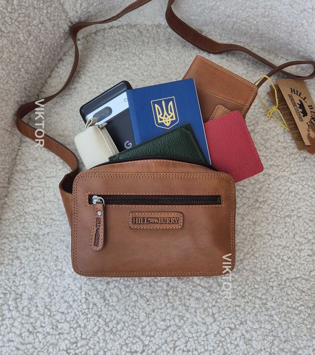 Кожаная сумка-бананка Hill Burry 15095. Германия. Шкіряна сумка