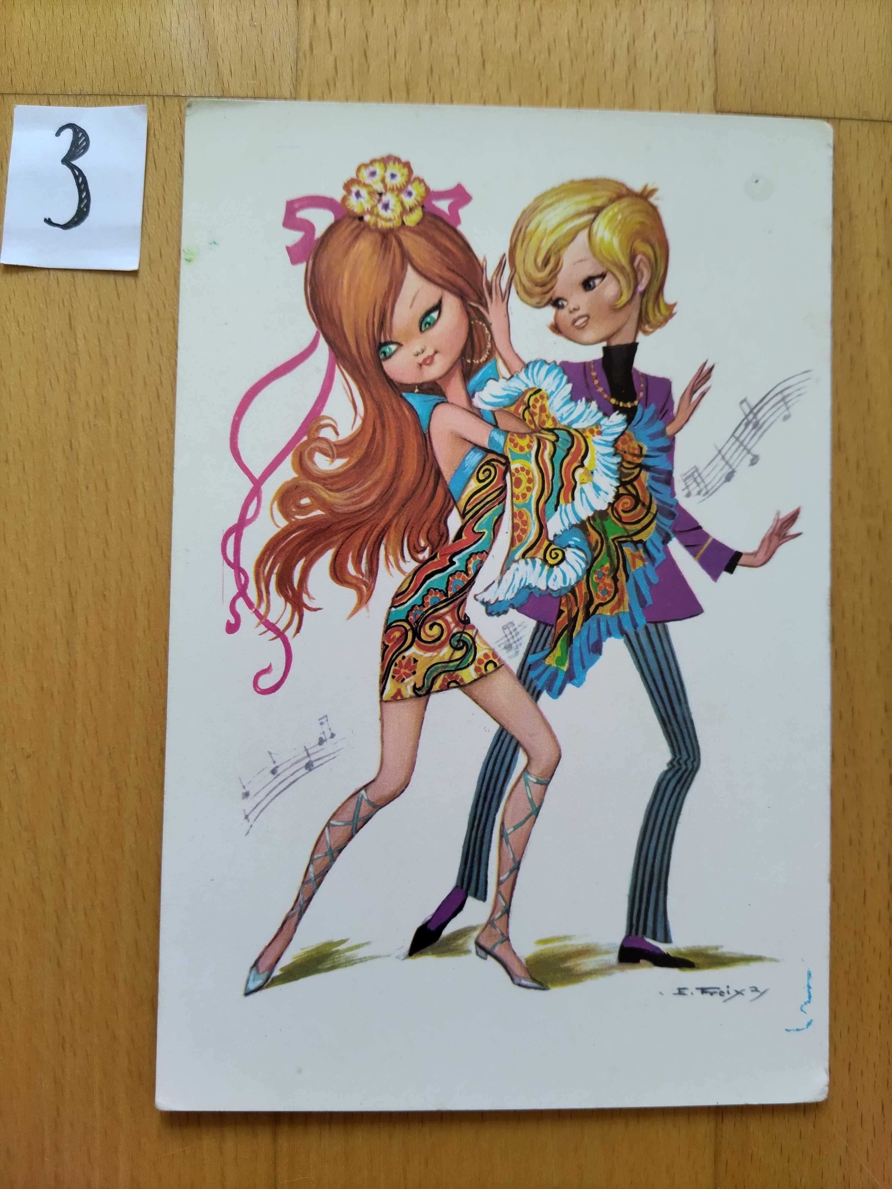 Conjunto de postais ilustrados vintage-Ilustrador "E. Freix 2"