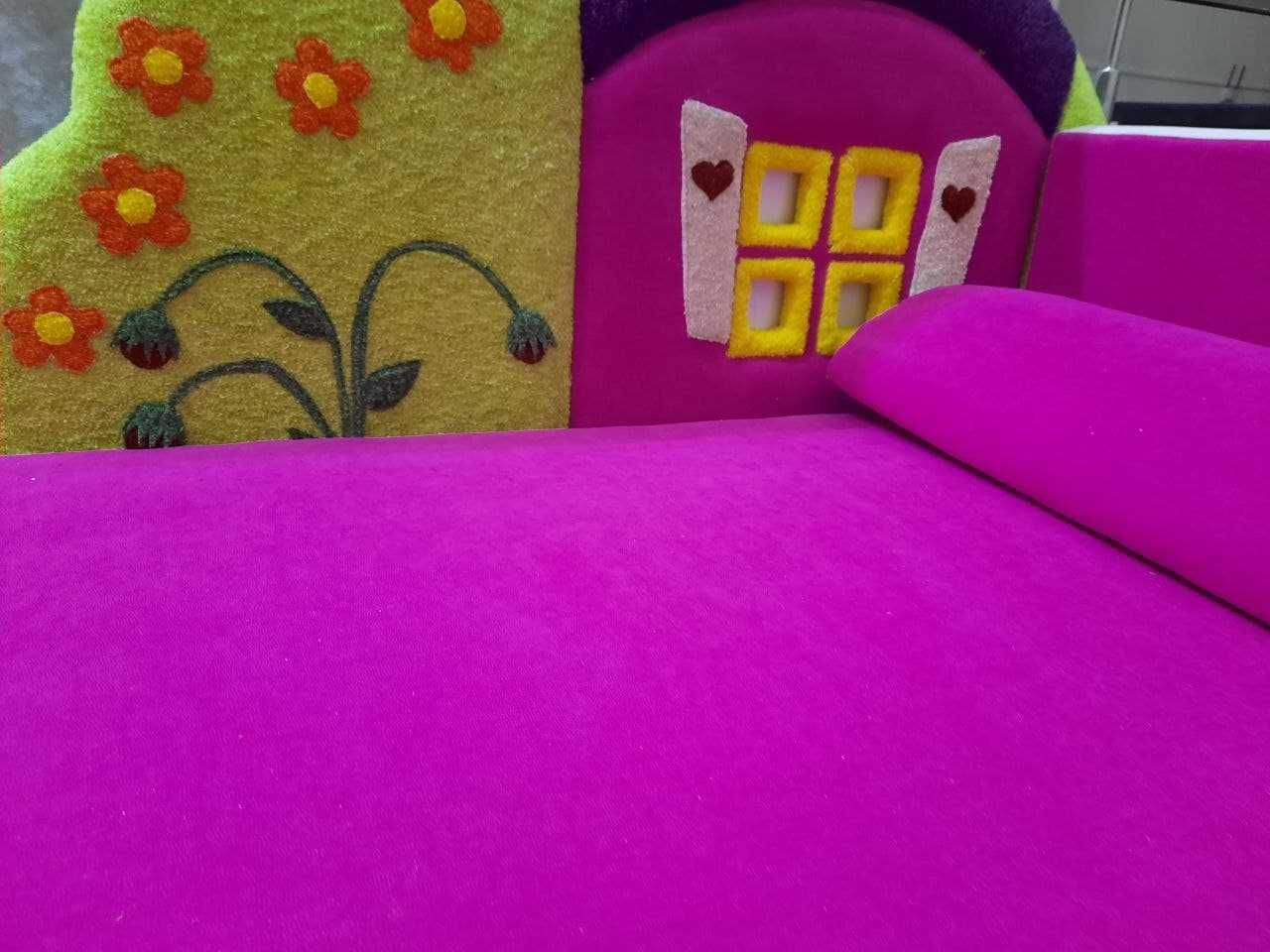 Детский диван Теремок розовый