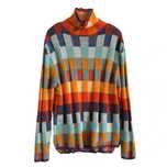 sweter damski kolorowy o wysokim golfie