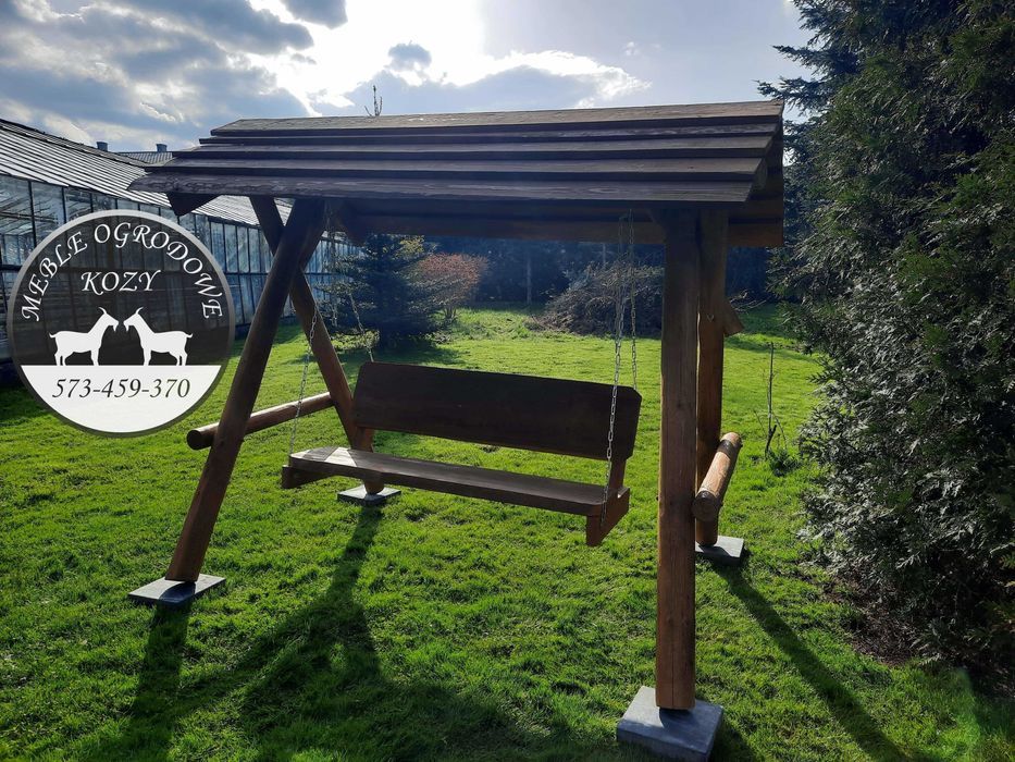 PROMKA! Drewniana huśtawka ogrodowa z grubych bali / Plac zabaw Stelaż