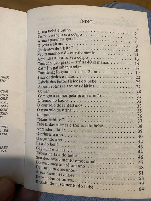 Mini livro se 1975 “como cresce o seu bebé”