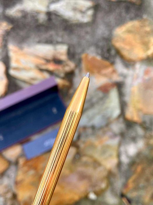 Caneta ST Dupont Esferográfica Em Prata Sólida 925 Banhada a Ouro