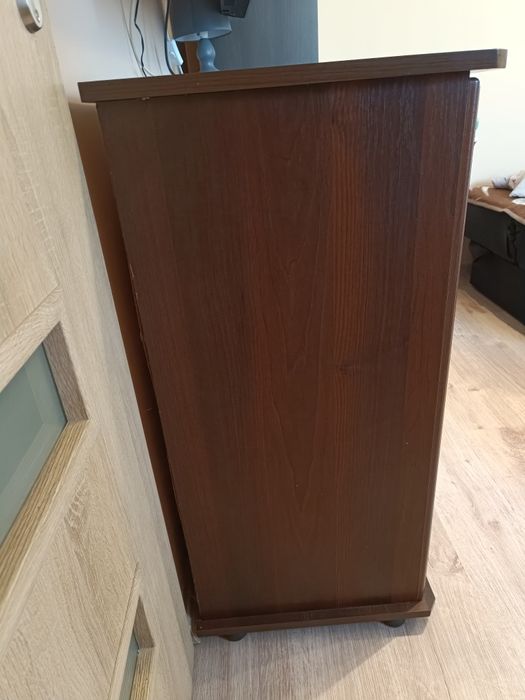 Duża pojemna komoda ciemny brąz szuflady szafki
