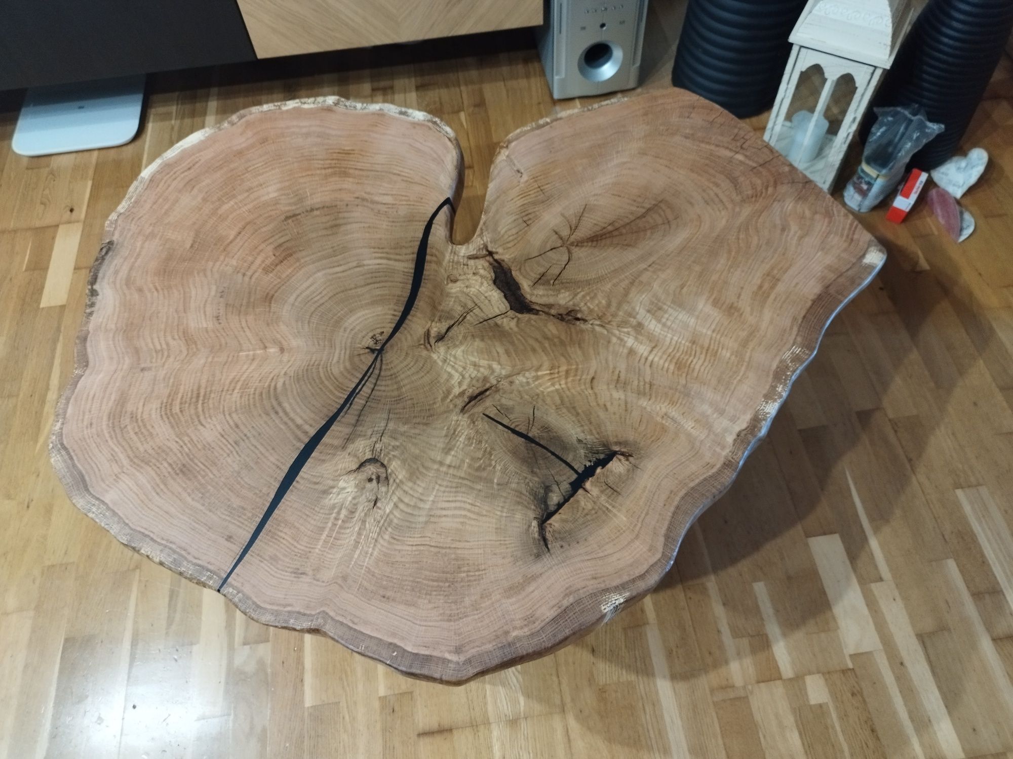 Stolik kawowy plaster drewna Unikat