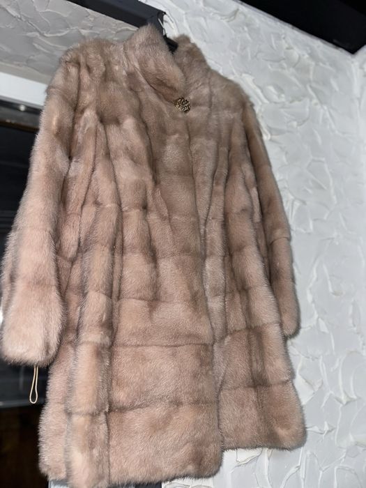 Шуба норкова, колір пудра, трансформер!