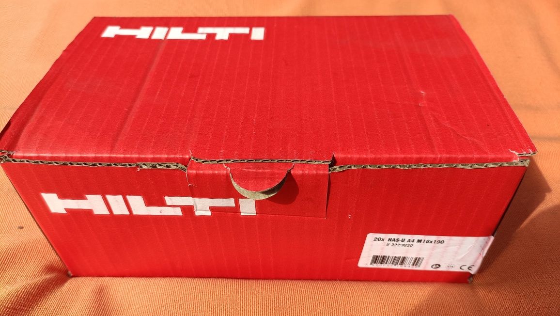 Szpilka szpilki kotwa kotwy Hilti m16x190 has-u a4 20szt z kwasówki