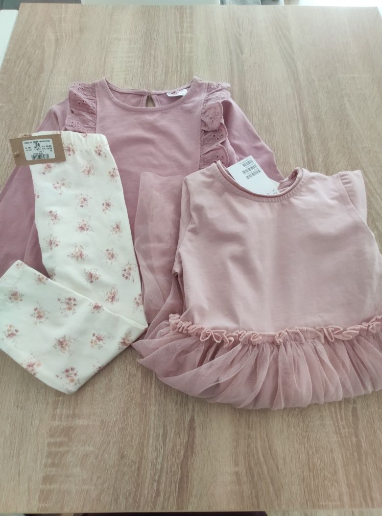 Bluzka, legginsy Newbie i sukienka H&m nowe 98 rozmiar