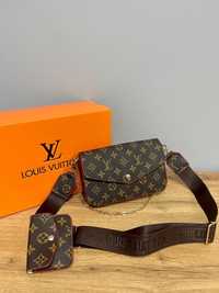 LV Felicie Monogram Total Brown Damska torebka , nerka torba na pasku