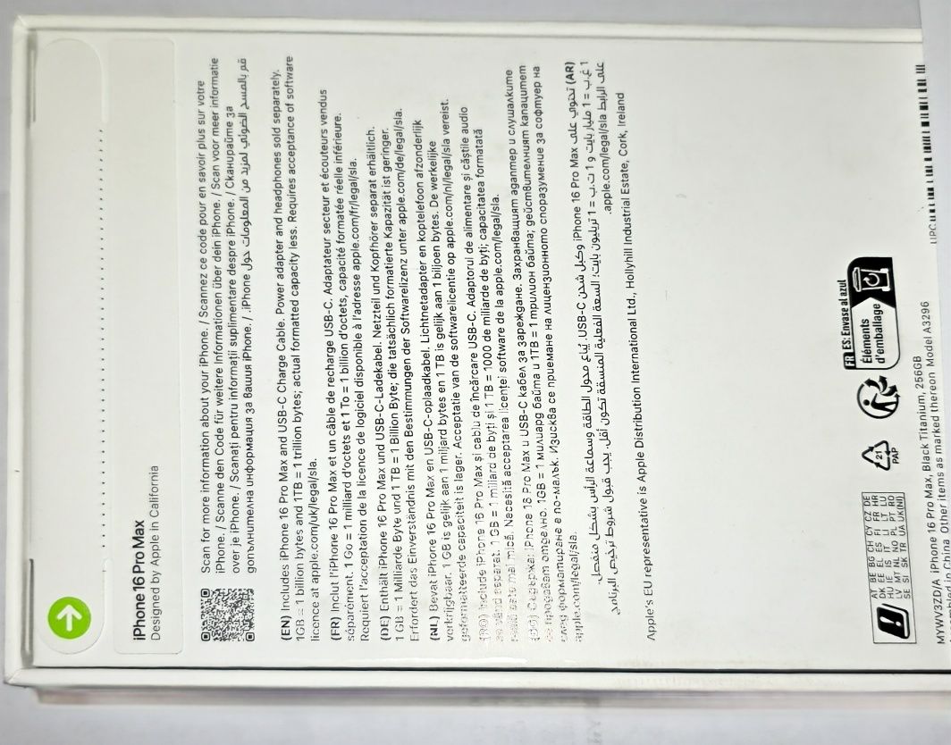 IPhone 16 pro max black titanium 256gb