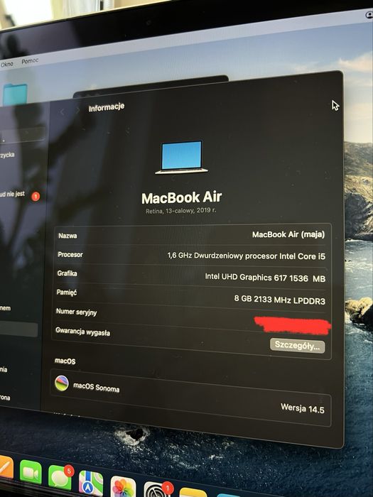 MacBook Air Retina 13-calowy, 2019 r.