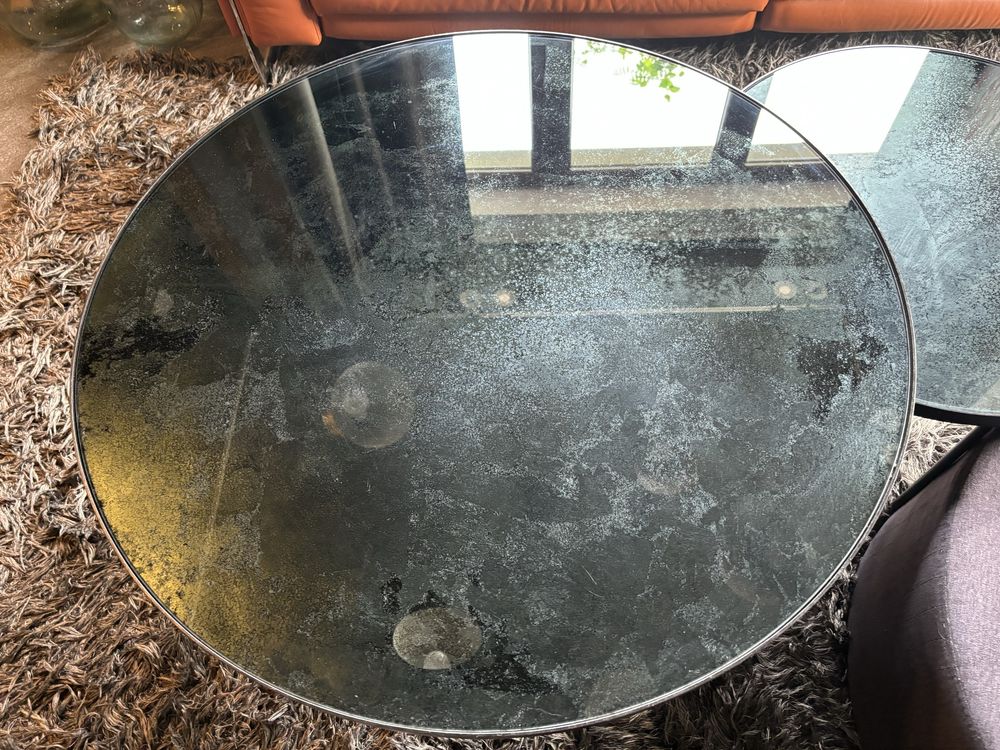 Stoliki okrągłe szkło trawione Notre Monde