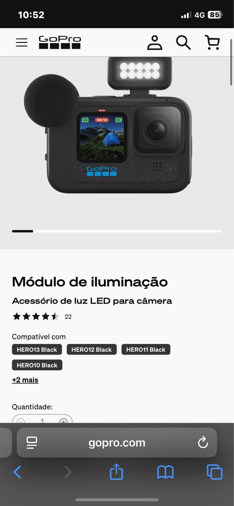 Módulo de iluminação Gopro