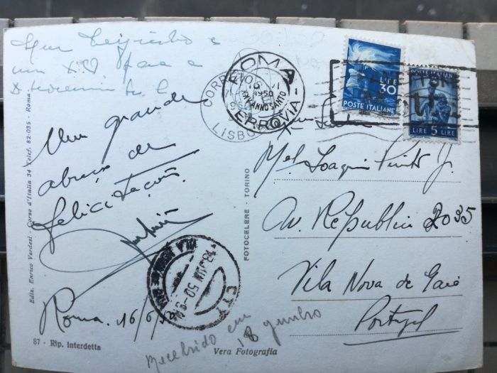 Postal 1950 selado carimbado, Roma