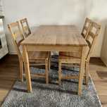Stol + 4 krzesla drewniane drewno PIEKNY zestaw! Transport GRATIS