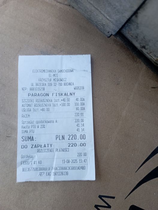 Rozrusznik po regeneracji toyota corolla verso ll rok 04 2.0 D4D