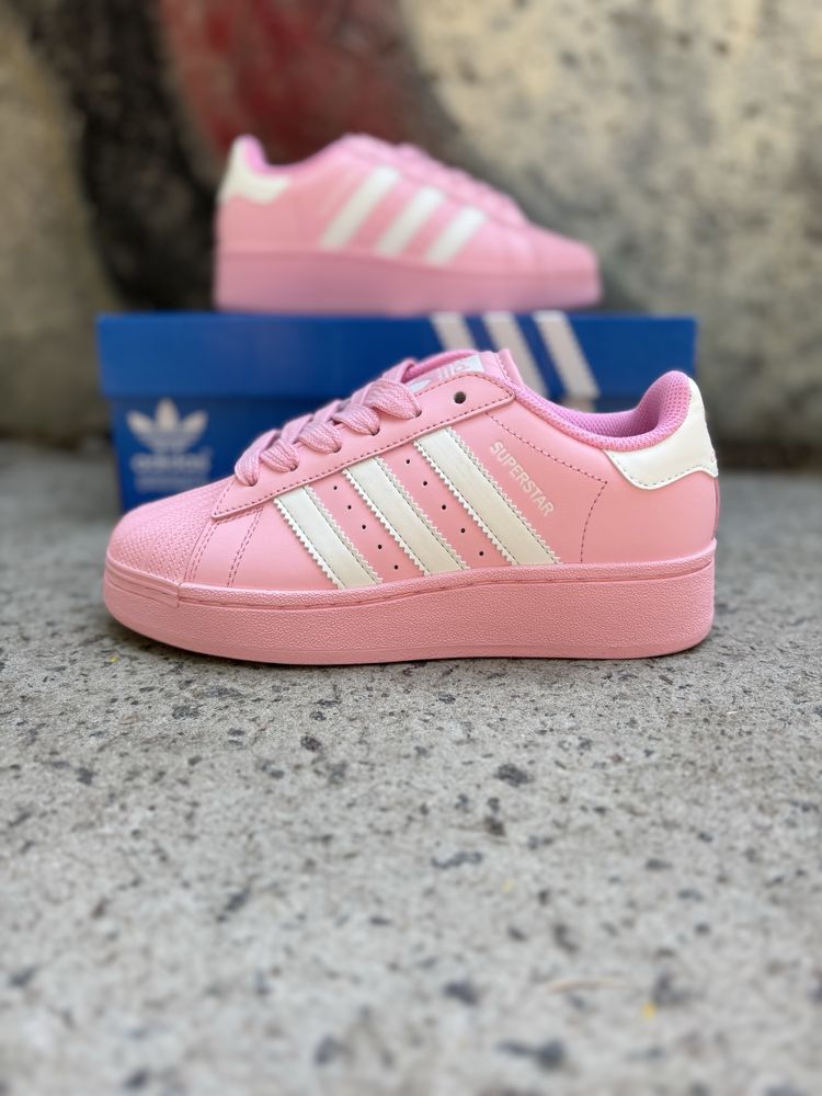 Женские кроссовки Adidas Superstar Platform Pink White