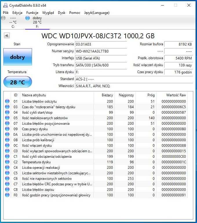 Dysk twardy SATA 2.5" 1000GB 1TB Seagate HDD SLIM WD SMART