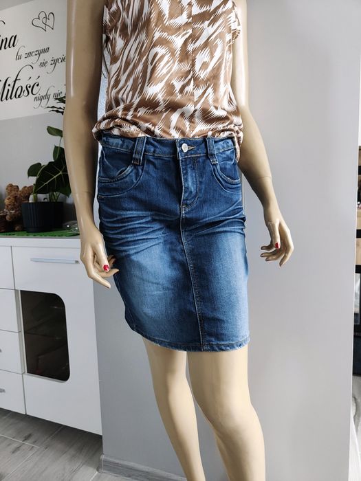 Spódnica jeansowa dżinsowa spódniczka mini przed kolano bawełniana 40