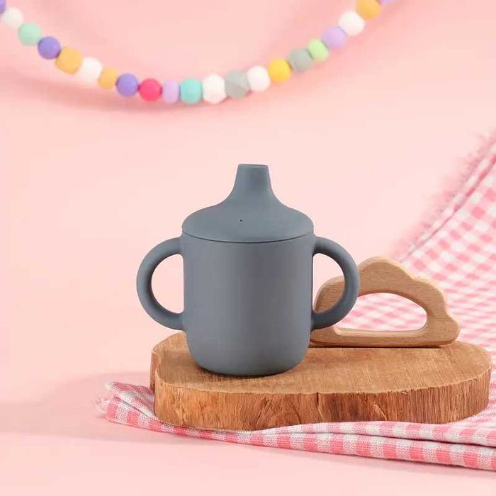 Силіконова чашка-непроливайка 180 мл (РОЖЕВА, БЕЖЕВИЙ, СИНІЙ)