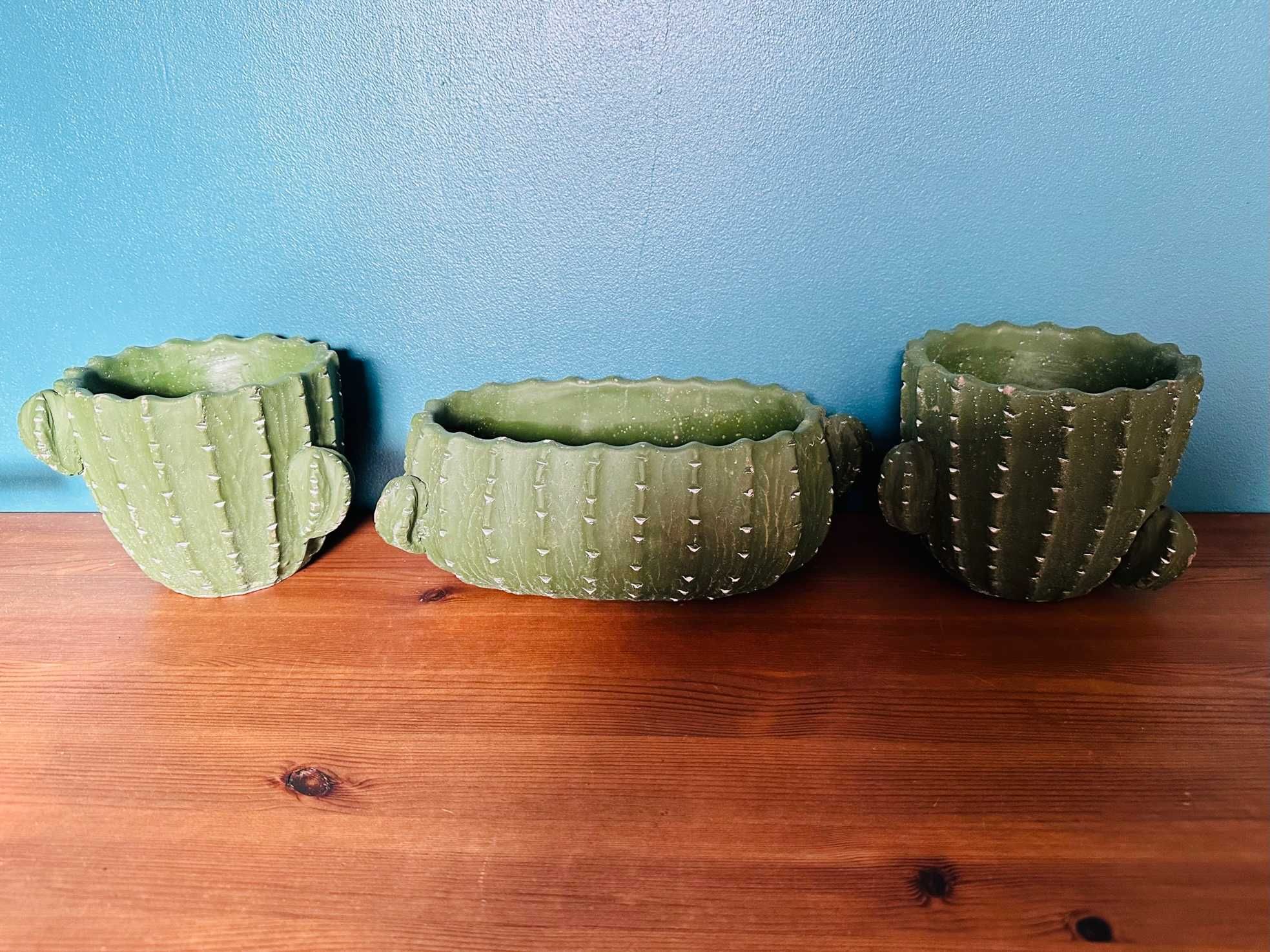 Donice ceramiczne "Kaktusy", zielone, kpl. 3 szt.