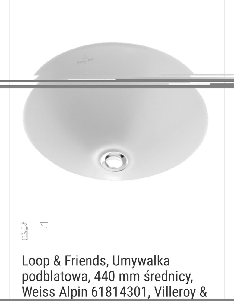 Villeroy & Boch Loop & Friends umywalka podblatowa, 440 mm srednicy, W