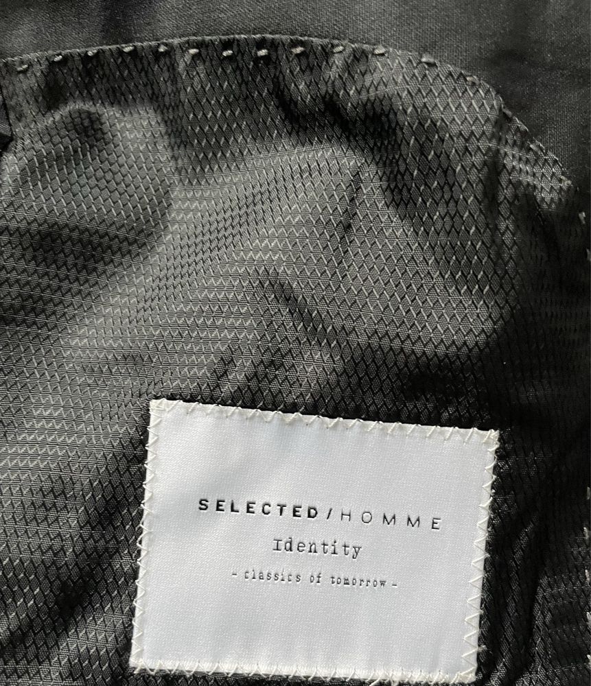 Elegancki Garnitur męski czarny SELECTED HOMME S 46 wełna