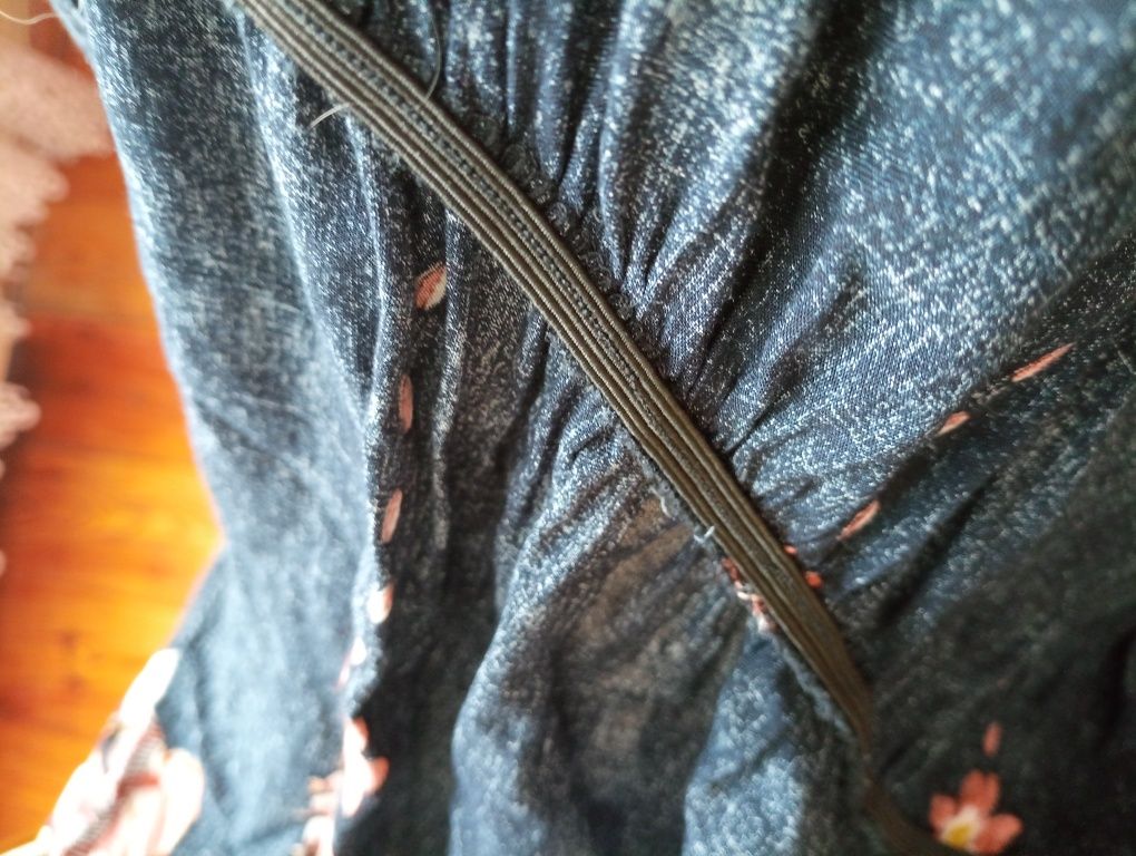 Śliczna granatowa sukienka letnia midi/maxi, uniwersalna,boho, XL/42/1