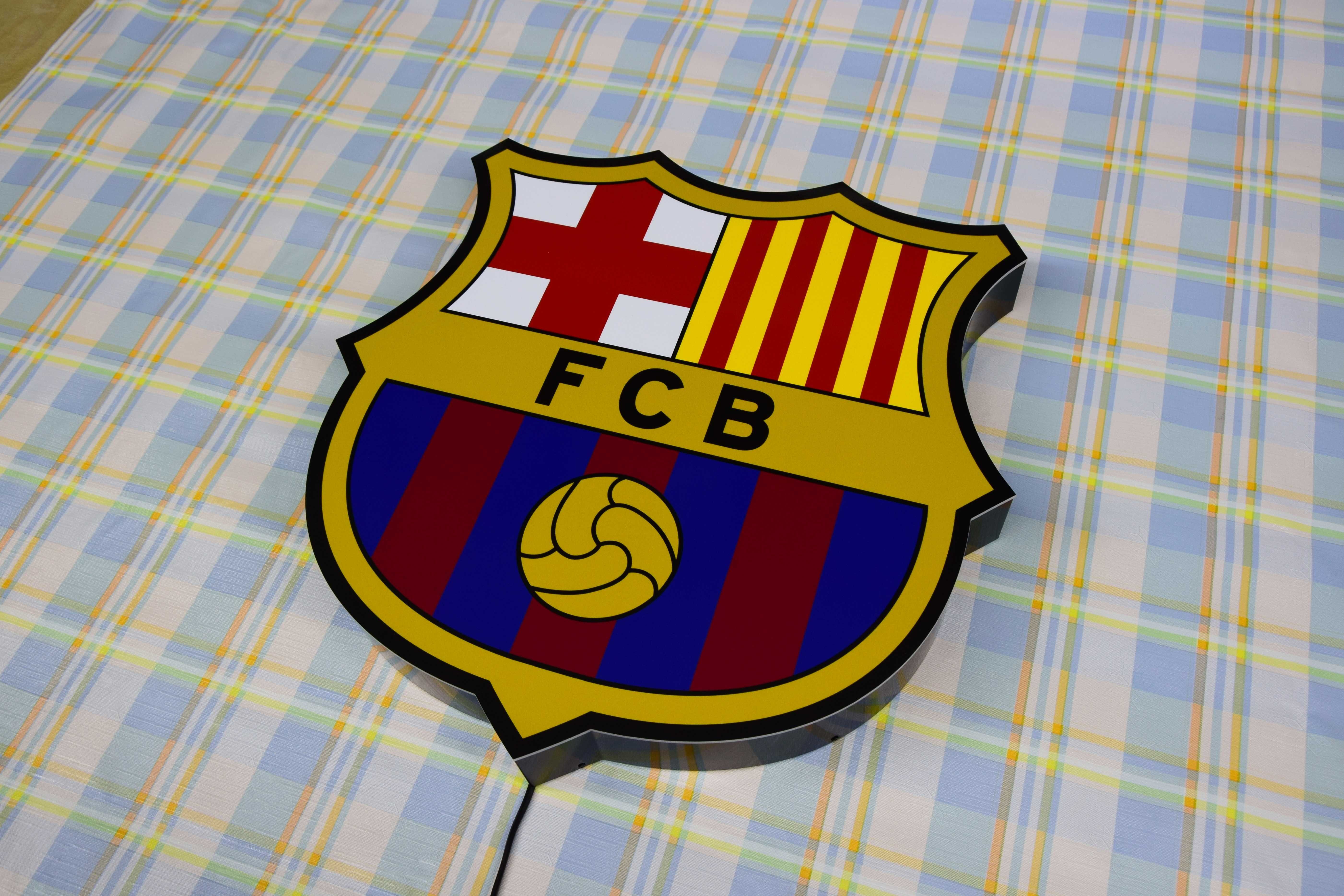 LED Neon FCB z pilotem, Podświetlane Logo FC BARCELONA, Herb, Baner 3D