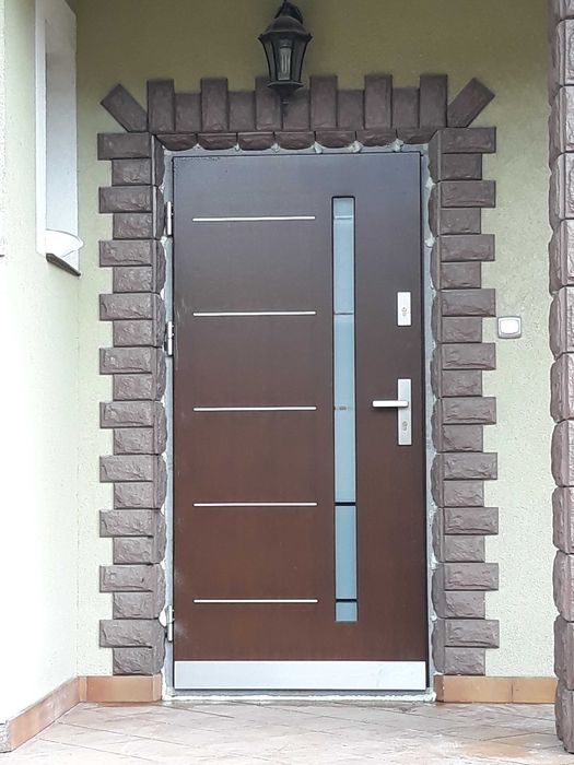 Drzwi zewnętrzne drewniane PŁYTOWE 82mm Garwolin Czyste powietrze