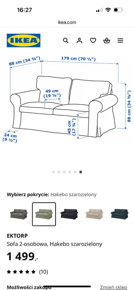 Kanapa Sofa Ektrop dwuosobowa ikea