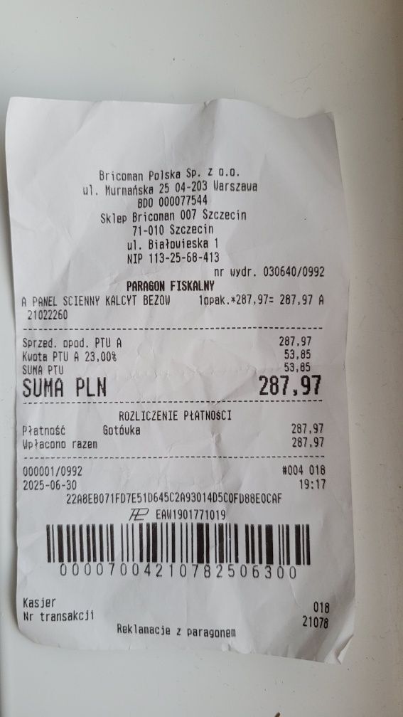 Płytki ścienne, panel winylowy Kalcyt beżowy 4x 120x60
25-SPC-SPECTRA-