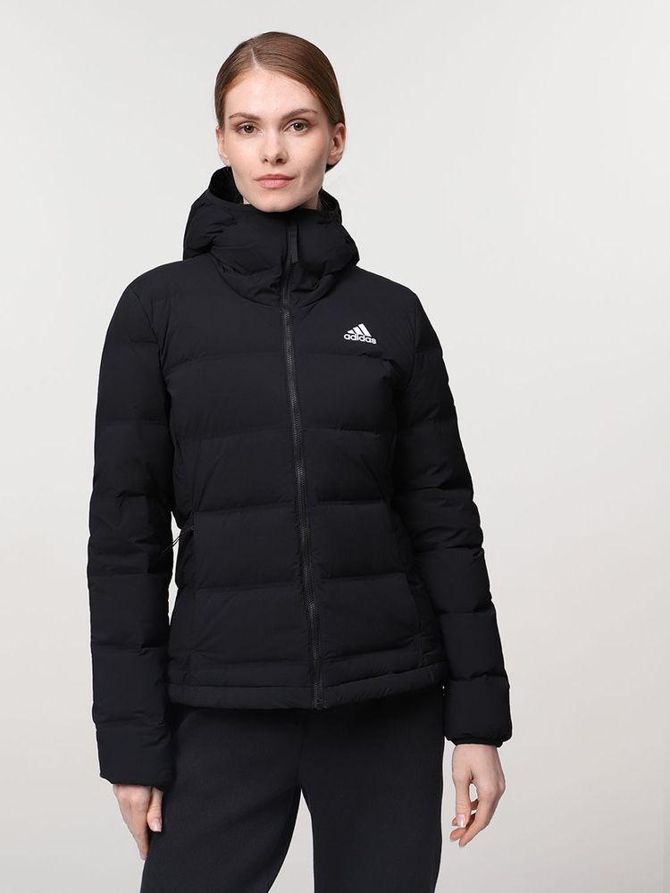 Женский пуховик adidas helionic hg8747 чорний regular fit
