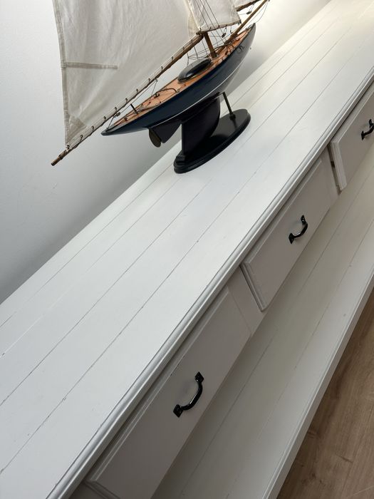 Konsola biała XXL w stylu Rivieria Hampton drewniana 240cm komoda