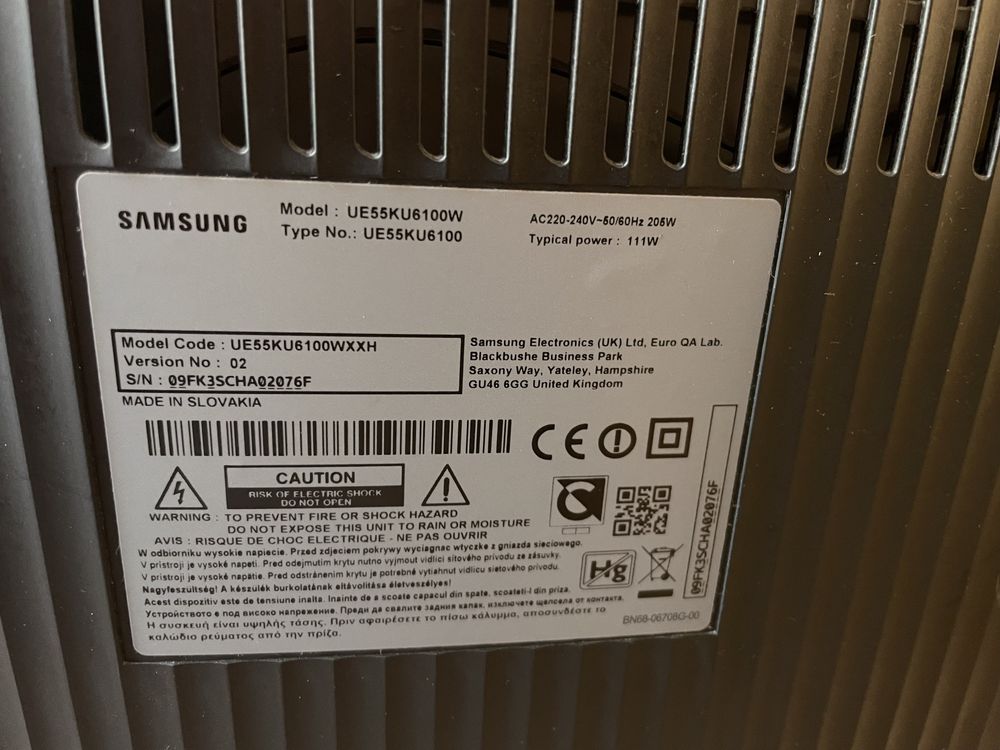 Telewizor Samsung UE55KU6100W - uszkodzona matryca