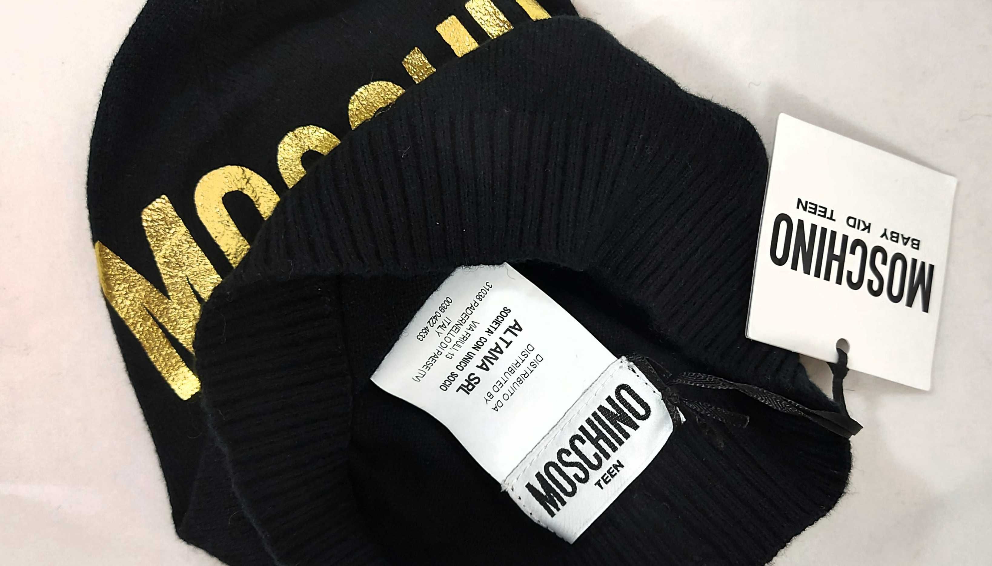 MOSCHINO Czapka bawełniana beanie HUX010 -8-12 lat- NOWA- Wyprzedaż